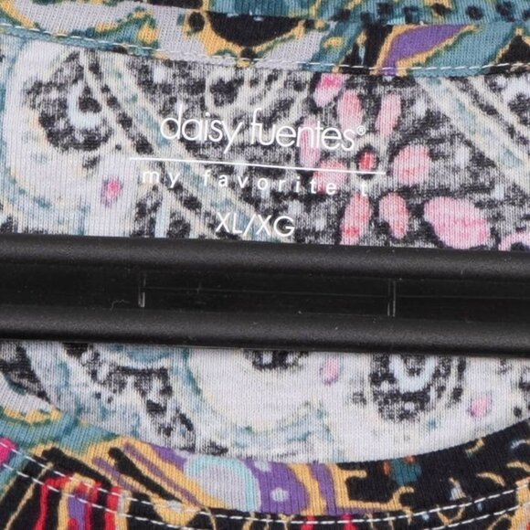 Daisy Fuentes Paisley Shirt XL Womens Short Sleeve Multicolor My Favorite T - Picture 5 of 6